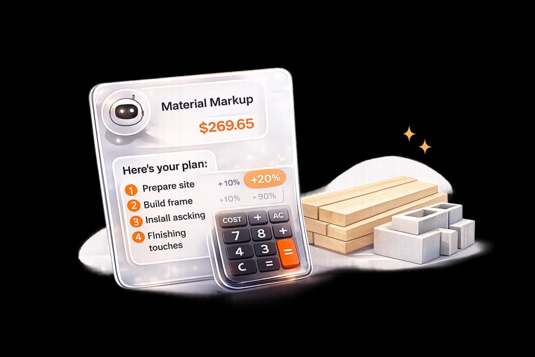 Material markup calculator showing sell price, job plan and cost breakdown